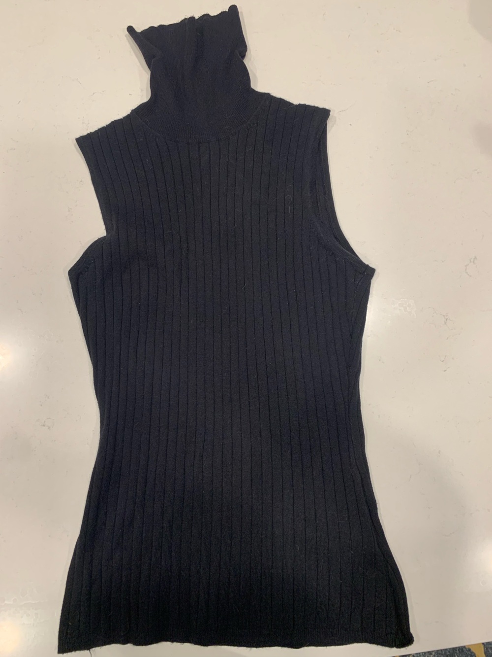 RW&Co Black Ribbed sleeveless turtle Neck